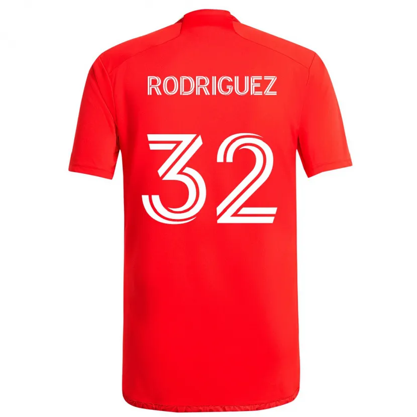 Danxen Enfant Maillot Missael Rodríguez #32 Rouge Blanc Tenues Domicile 2024/25 T-Shirt