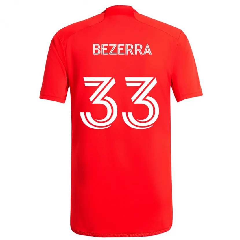 Danxen Enfant Maillot Victor Bezerra #33 Rouge Blanc Tenues Domicile 2024/25 T-Shirt