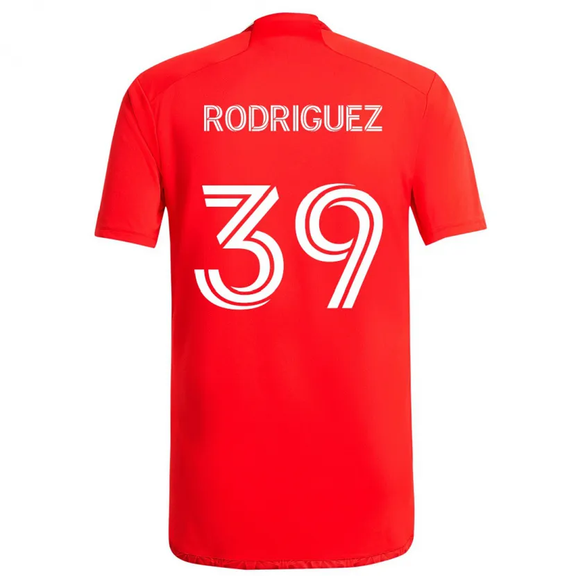 Danxen Enfant Maillot Allan Rodriguez #39 Rouge Blanc Tenues Domicile 2024/25 T-Shirt