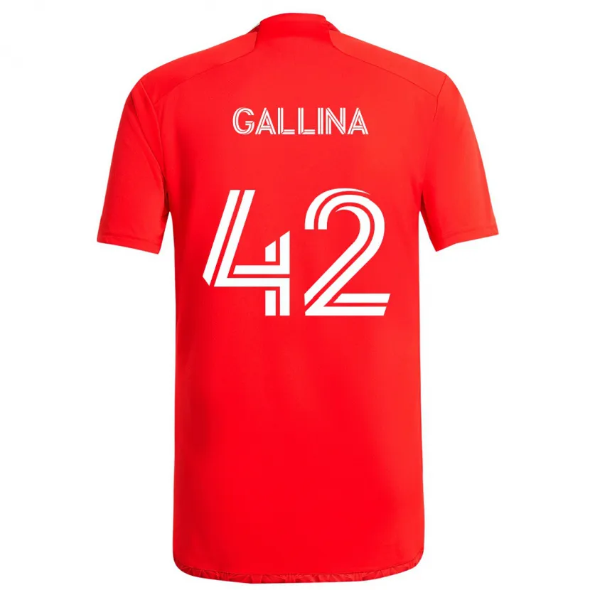 Danxen Enfant Maillot Henrique Gallina #42 Rouge Blanc Tenues Domicile 2024/25 T-Shirt