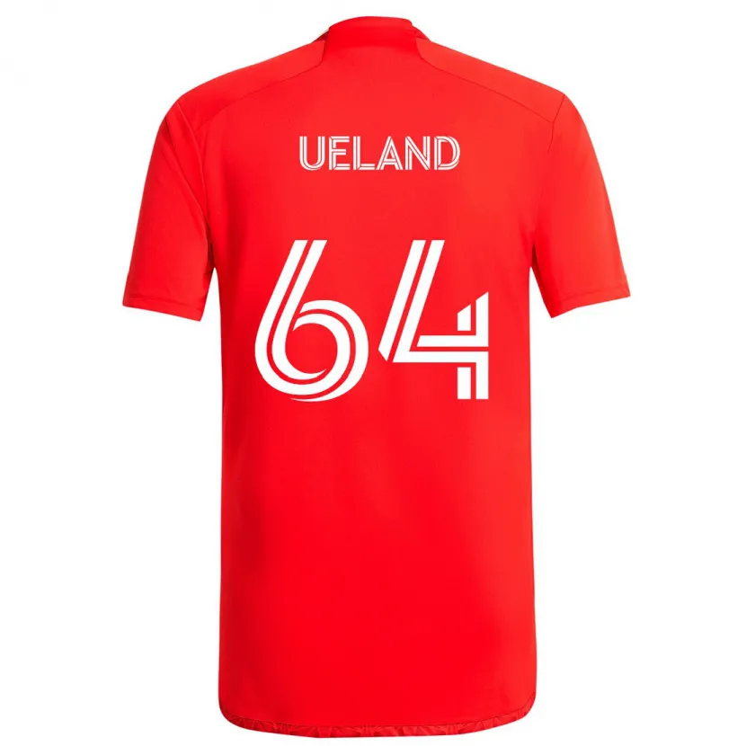 Danxen Enfant Maillot Andreas Ueland #64 Rouge Blanc Tenues Domicile 2024/25 T-Shirt