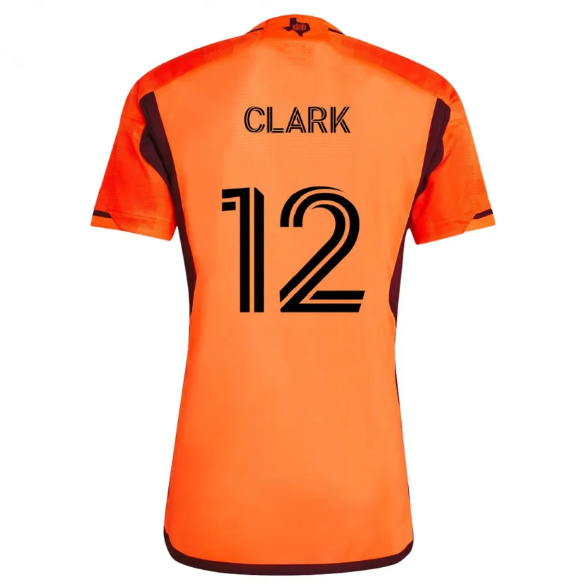 Danxen Enfant Maillot Steve Clark #12 Orange Noir Tenues Domicile 2024/25 T-Shirt