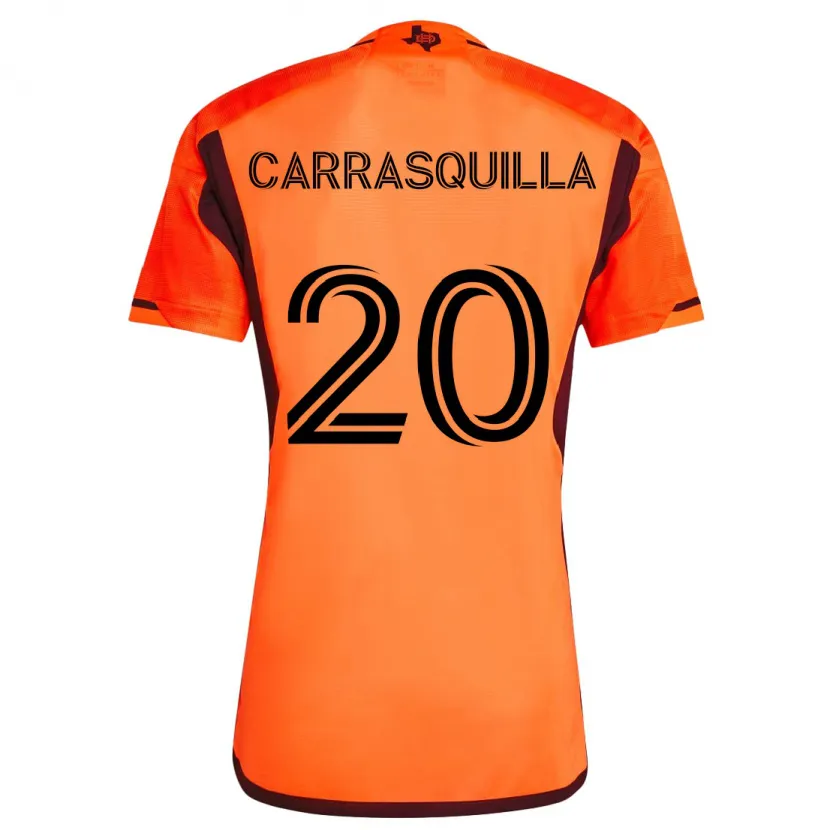 Danxen Enfant Maillot Adalberto Carrasquilla #20 Orange Noir Tenues Domicile 2024/25 T-Shirt