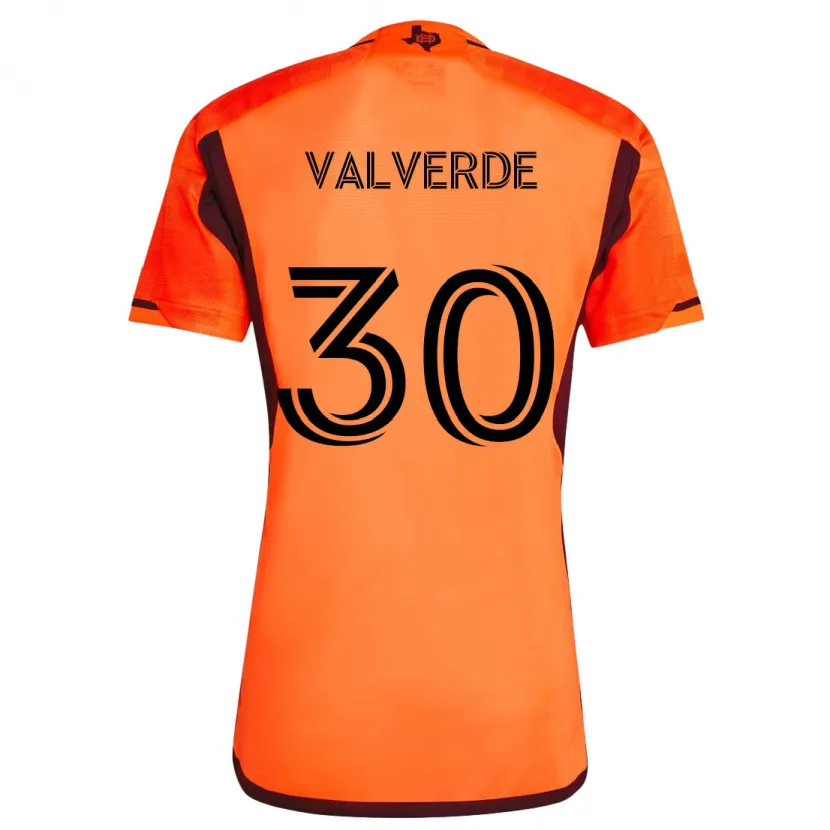 Danxen Enfant Maillot Jefferson Valverde #30 Orange Noir Tenues Domicile 2024/25 T-Shirt