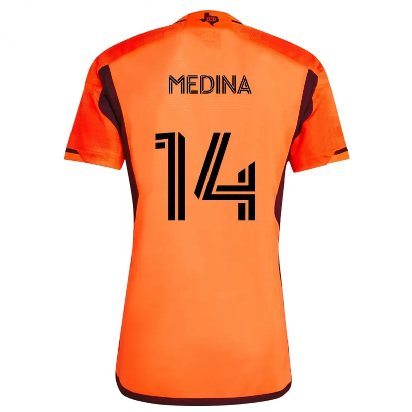 Danxen Enfant Maillot Jeferson Medina #14 Orange Noir Tenues Domicile 2024/25 T-Shirt