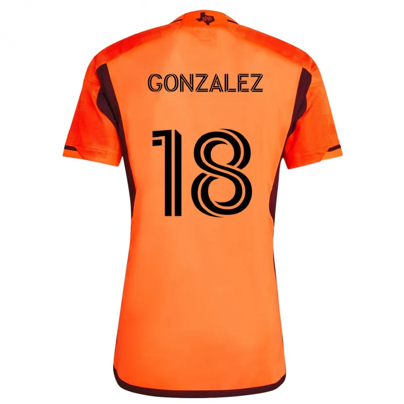 Danxen Enfant Maillot Diego Gonzalez #18 Orange Noir Tenues Domicile 2024/25 T-Shirt