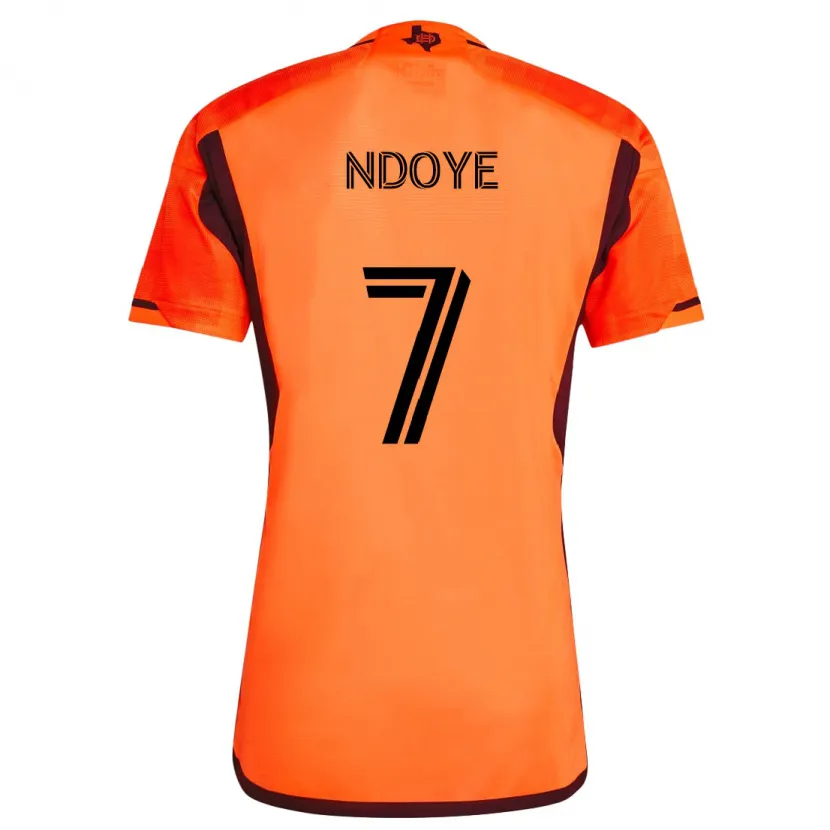 Danxen Enfant Maillot Papa Ndoye #7 Orange Noir Tenues Domicile 2024/25 T-Shirt