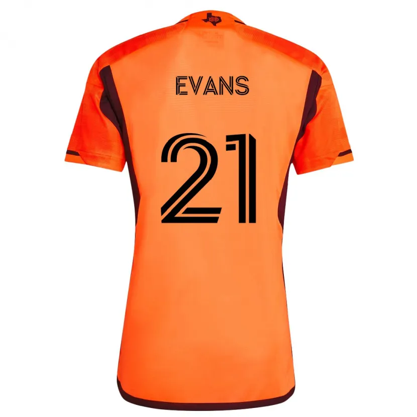 Danxen Enfant Maillot Jacob Evans #21 Orange Noir Tenues Domicile 2024/25 T-Shirt