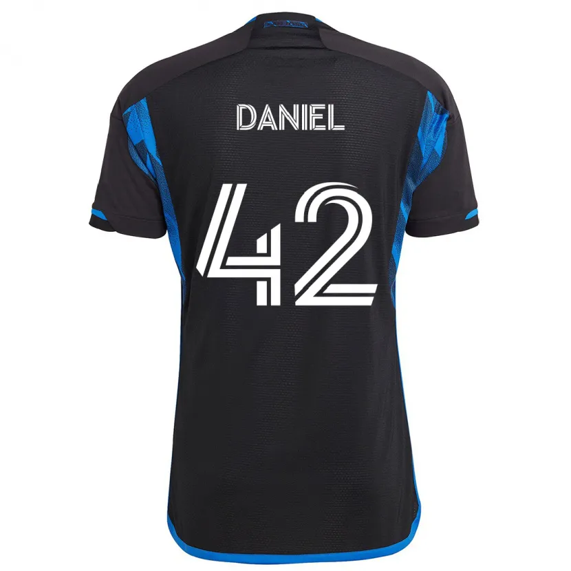 Danxen Enfant Maillot Daniel #42 Bleu Noir Tenues Domicile 2024/25 T-Shirt