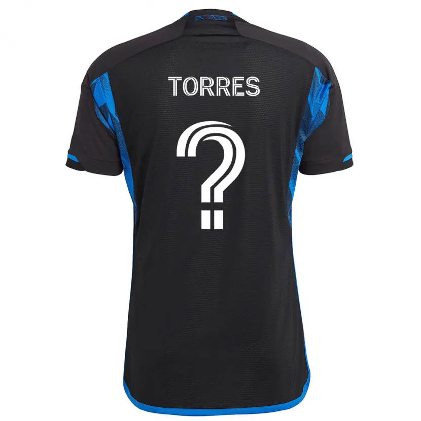 Danxen Enfant Maillot Jorge Torres #0 Bleu Noir Tenues Domicile 2024/25 T-Shirt