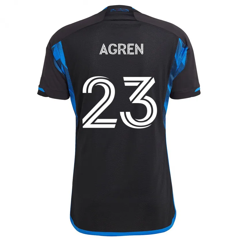 Danxen Enfant Maillot Oskar Agren #23 Bleu Noir Tenues Domicile 2024/25 T-Shirt