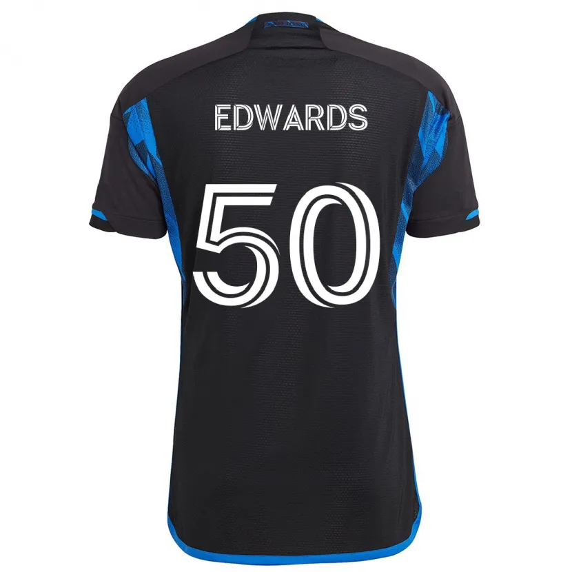 Danxen Enfant Maillot Aaron Edwards #50 Bleu Noir Tenues Domicile 2024/25 T-Shirt