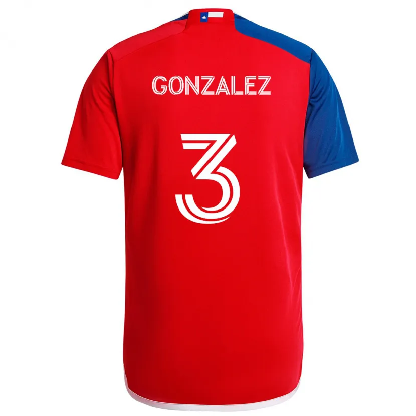 Danxen Enfant Maillot Omar González #3 Bleu Rouge Tenues Domicile 2024/25 T-Shirt