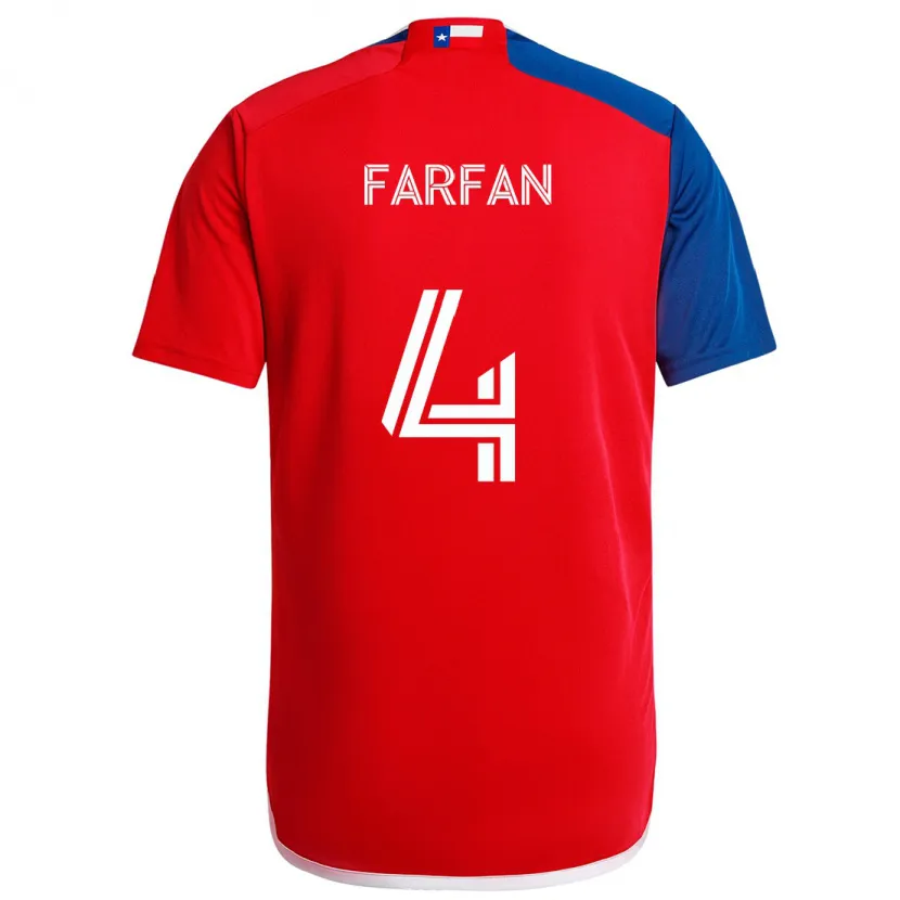 Danxen Enfant Maillot Marco Farfán #4 Bleu Rouge Tenues Domicile 2024/25 T-Shirt