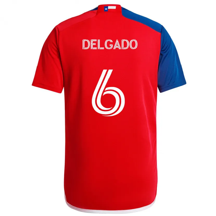 Danxen Enfant Maillot Patrickson Delgado #6 Bleu Rouge Tenues Domicile 2024/25 T-Shirt