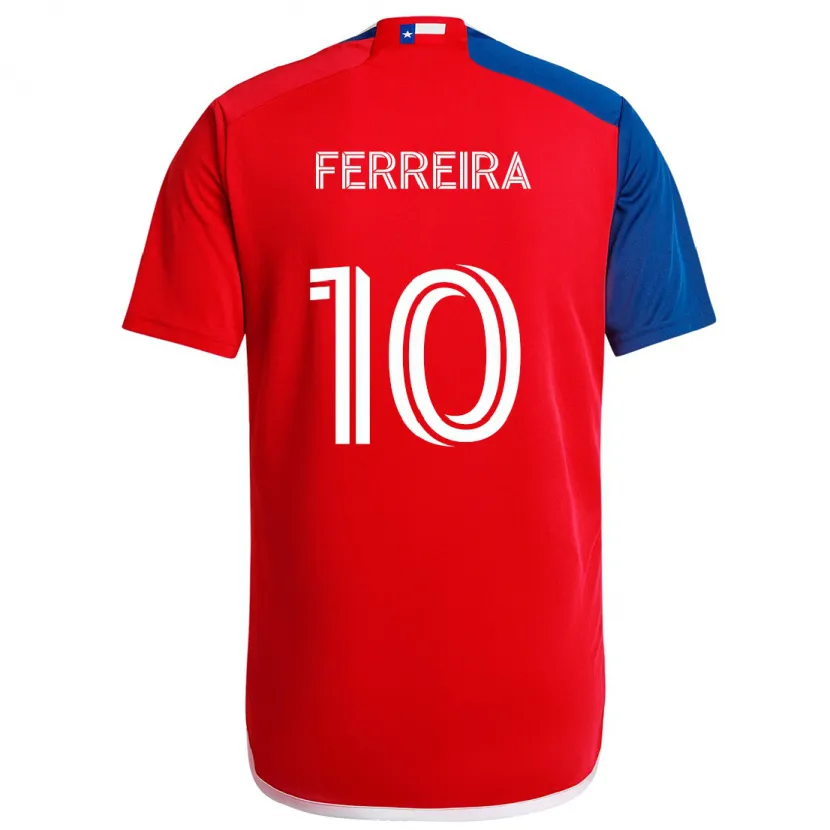 Danxen Enfant Maillot Jesús Ferreira #10 Bleu Rouge Tenues Domicile 2024/25 T-Shirt