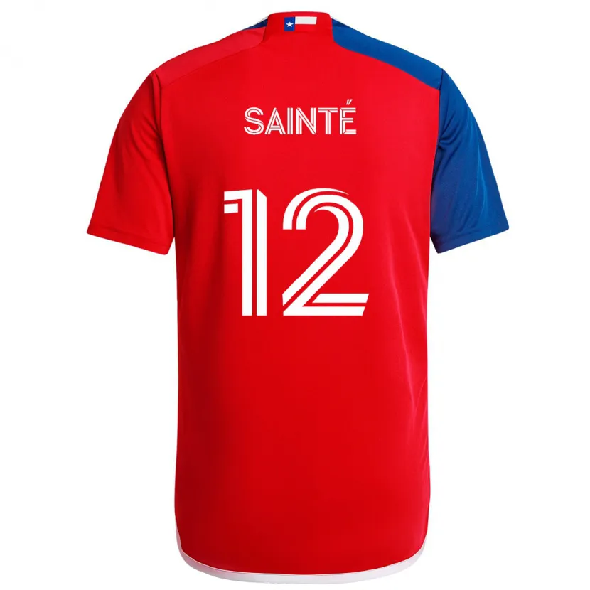 Danxen Enfant Maillot Carl Sainté #12 Bleu Rouge Tenues Domicile 2024/25 T-Shirt