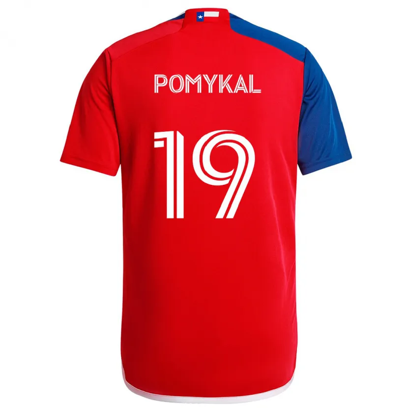 Danxen Enfant Maillot Paxton Pomykal #19 Bleu Rouge Tenues Domicile 2024/25 T-Shirt