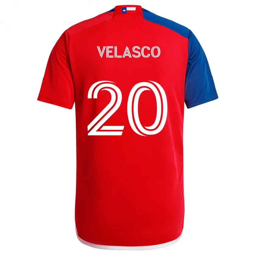 Danxen Enfant Maillot Alan Velasco #20 Bleu Rouge Tenues Domicile 2024/25 T-Shirt