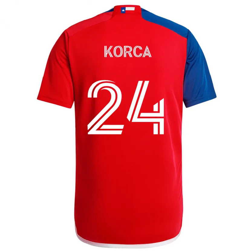 Danxen Enfant Maillot Amet Korça #24 Bleu Rouge Tenues Domicile 2024/25 T-Shirt