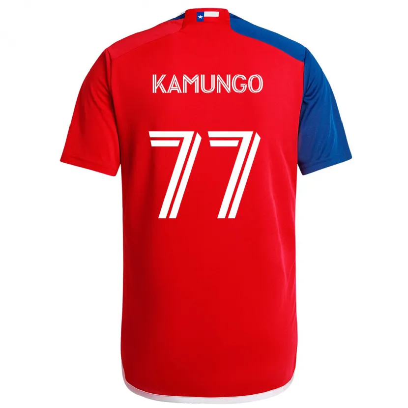 Danxen Enfant Maillot Bernard Kamungo #77 Bleu Rouge Tenues Domicile 2024/25 T-Shirt