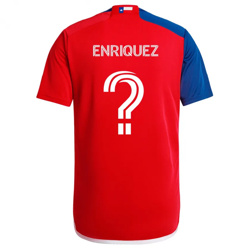 Danxen Enfant Maillot Fabian Enriquez #0 Bleu Rouge Tenues Domicile 2024/25 T-Shirt