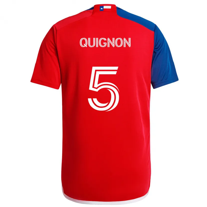 Danxen Enfant Maillot Facundo Quignón #5 Bleu Rouge Tenues Domicile 2024/25 T-Shirt