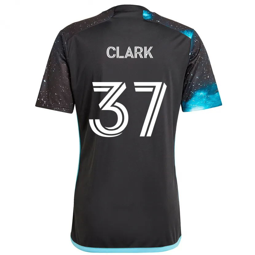 Danxen Enfant Maillot Caden Clark #37 Noir Bleu Tenues Domicile 2024/25 T-Shirt