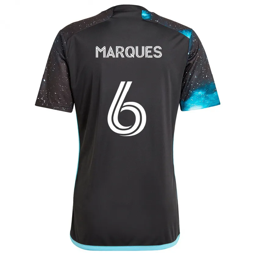 Danxen Enfant Maillot Mikael Marqués #6 Noir Bleu Tenues Domicile 2024/25 T-Shirt