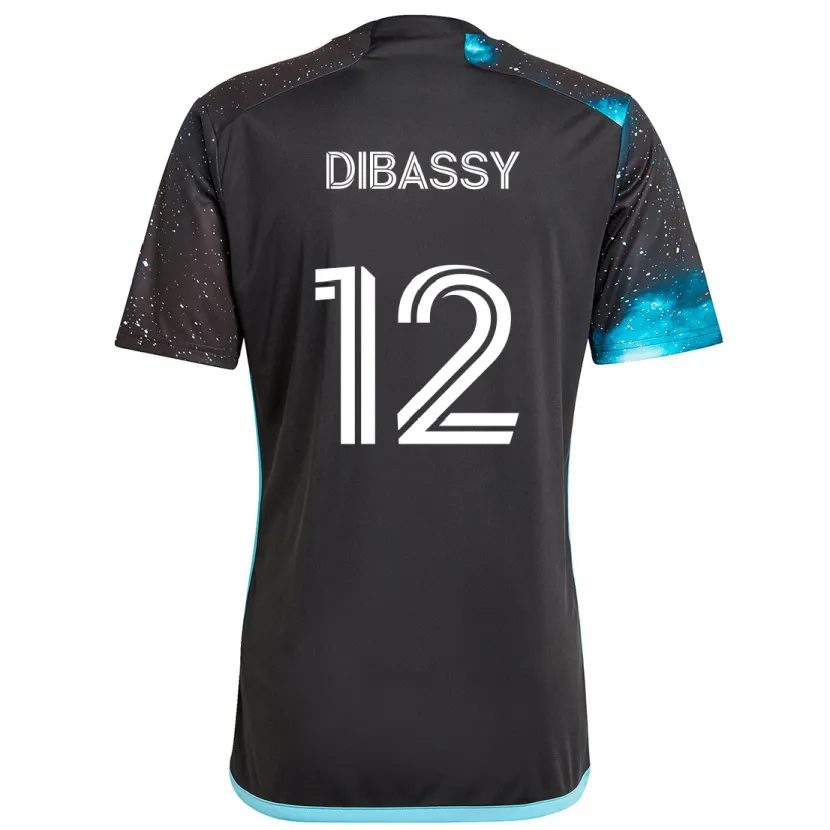 Danxen Enfant Maillot Bakaye Dibassy #12 Noir Bleu Tenues Domicile 2024/25 T-Shirt