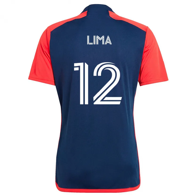 Danxen Enfant Maillot Nick Lima #12 Bleu Rouge Tenues Domicile 2024/25 T-Shirt