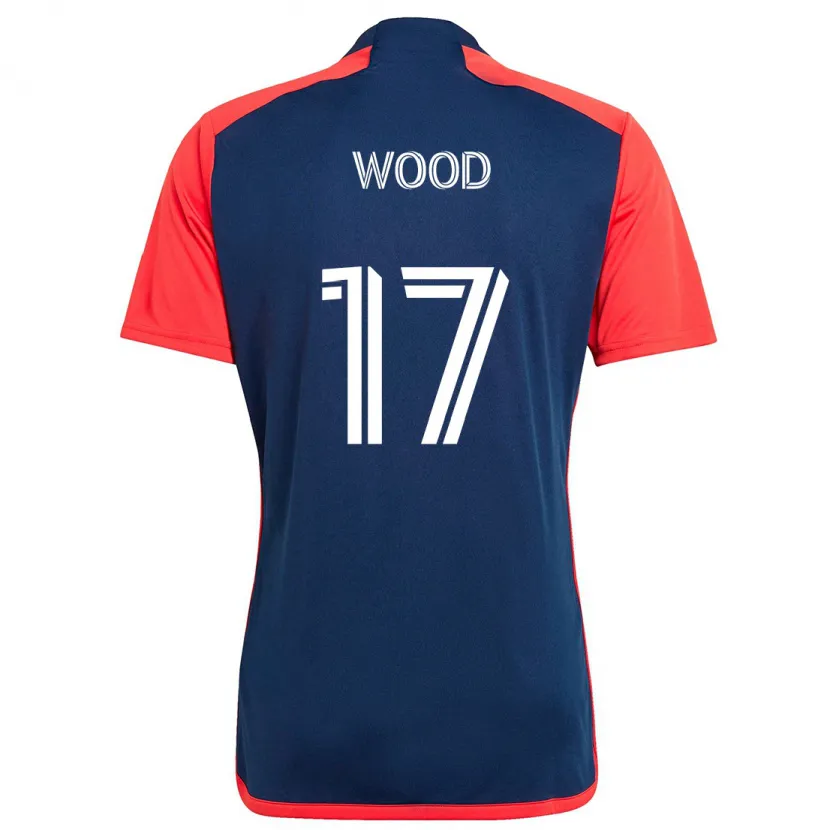 Danxen Enfant Maillot Bobby Wood #17 Bleu Rouge Tenues Domicile 2024/25 T-Shirt