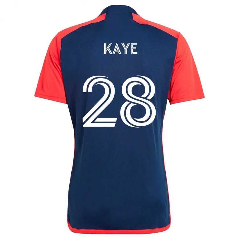 Danxen Enfant Maillot Mark-Anthony Kaye #28 Bleu Rouge Tenues Domicile 2024/25 T-Shirt