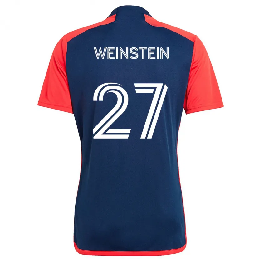 Danxen Enfant Maillot Max Weinstein #27 Bleu Rouge Tenues Domicile 2024/25 T-Shirt