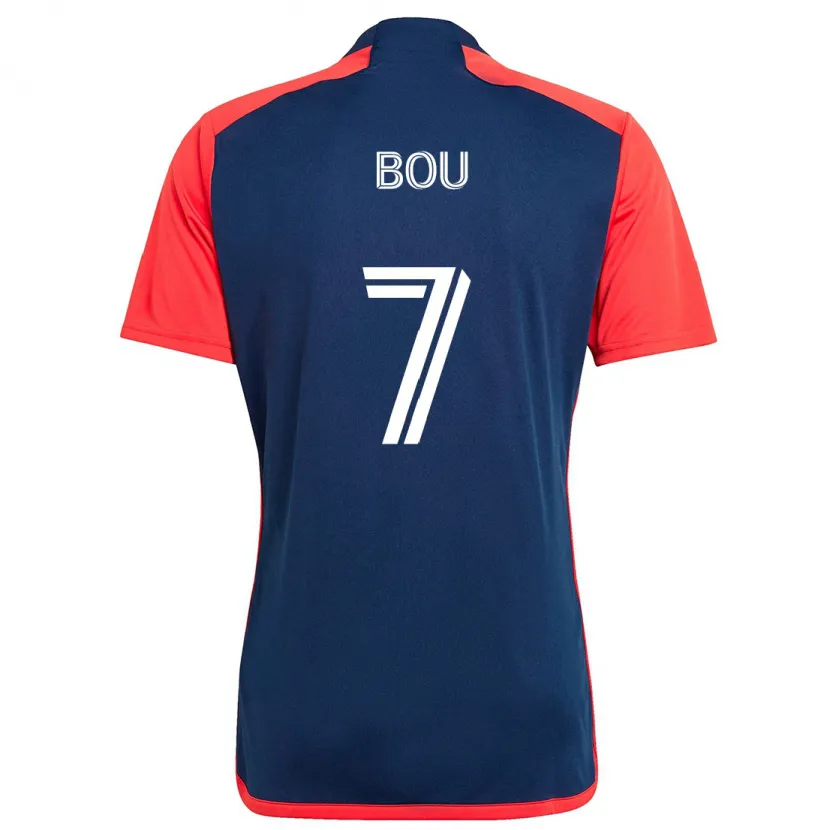 Danxen Enfant Maillot Gustavo Bou #7 Bleu Rouge Tenues Domicile 2024/25 T-Shirt