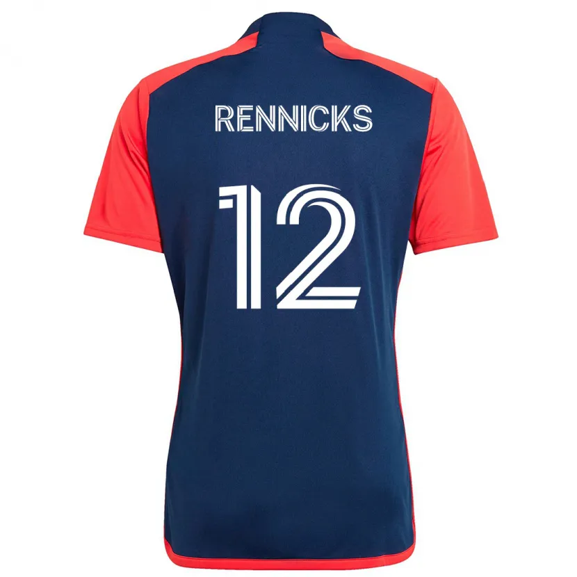 Danxen Enfant Maillot Justin Rennicks #12 Bleu Rouge Tenues Domicile 2024/25 T-Shirt