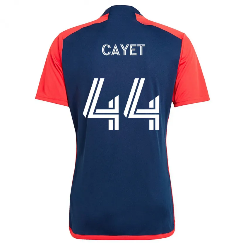 Danxen Enfant Maillot Pierre Cayet #44 Bleu Rouge Tenues Domicile 2024/25 T-Shirt