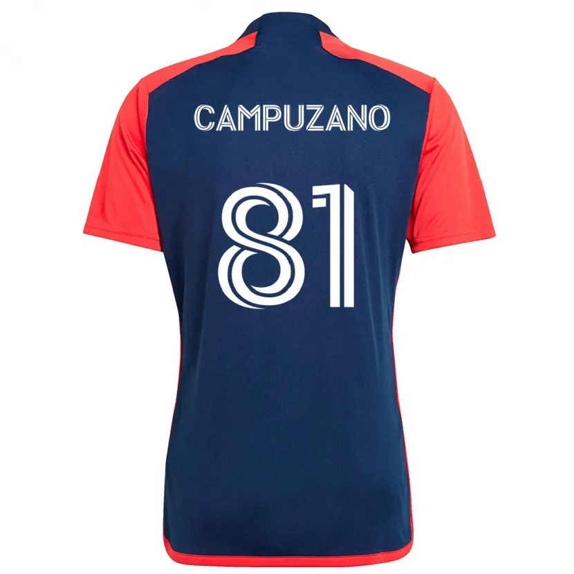 Danxen Enfant Maillot Nico Campuzano #81 Bleu Rouge Tenues Domicile 2024/25 T-Shirt