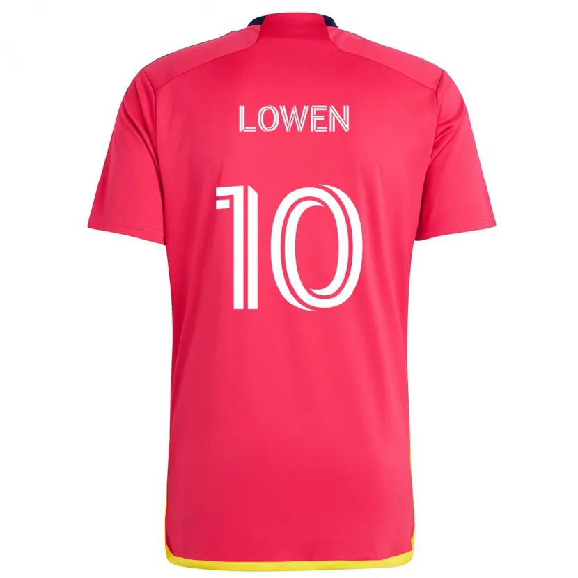 Danxen Enfant Maillot Eduard Löwen #10 Rouge Bleu Tenues Domicile 2024/25 T-Shirt