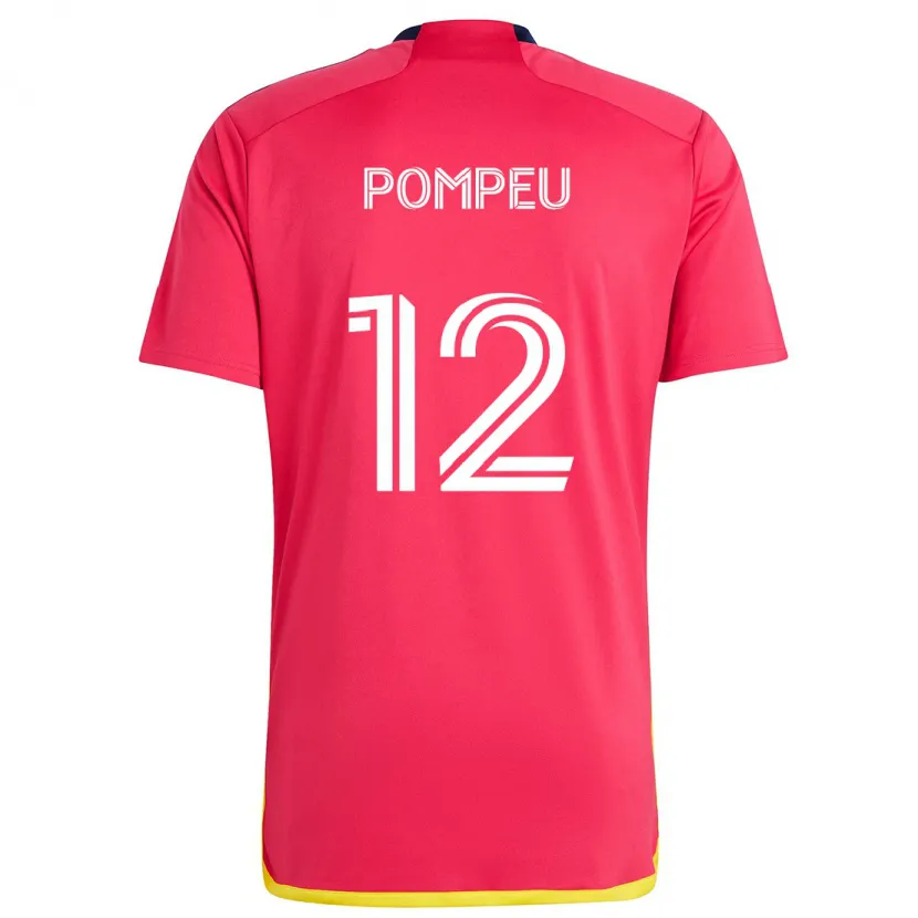 Danxen Enfant Maillot Célio Pompeu #12 Rouge Bleu Tenues Domicile 2024/25 T-Shirt