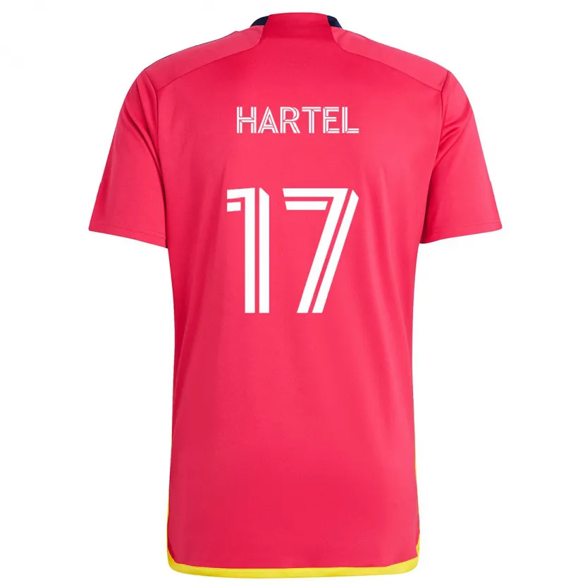 Danxen Enfant Maillot Marcel Hartel #17 Rouge Bleu Tenues Domicile 2024/25 T-Shirt