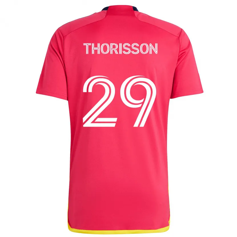 Danxen Enfant Maillot Nökkvi Thórisson #29 Rouge Bleu Tenues Domicile 2024/25 T-Shirt