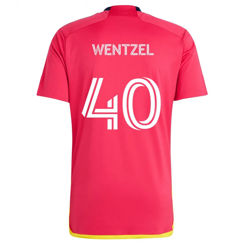 Danxen Enfant Maillot Michael Wentzel #40 Rouge Bleu Tenues Domicile 2024/25 T-Shirt