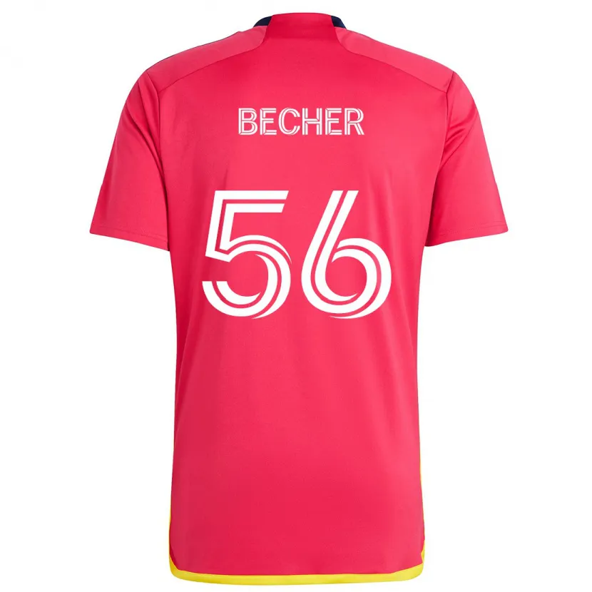 Danxen Enfant Maillot Ryan Becher #56 Rouge Bleu Tenues Domicile 2024/25 T-Shirt