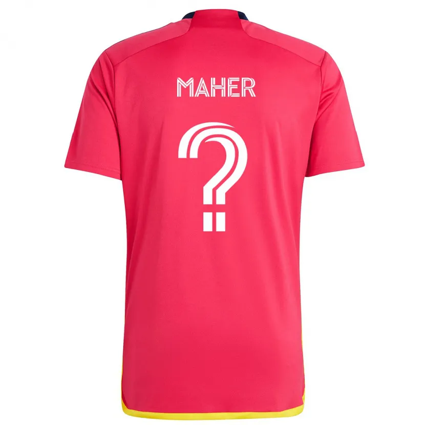 Danxen Enfant Maillot Josh Maher #0 Rouge Bleu Tenues Domicile 2024/25 T-Shirt