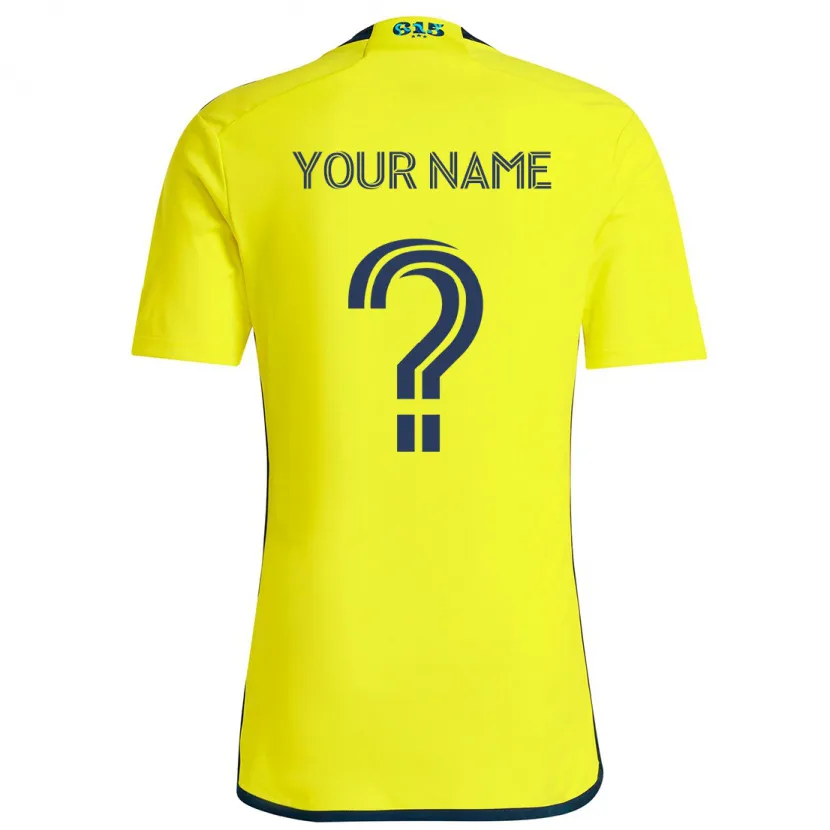 Danxen Enfant Maillot Votre Nom #0 Jaune Bleu Tenues Domicile 2024/25 T-Shirt