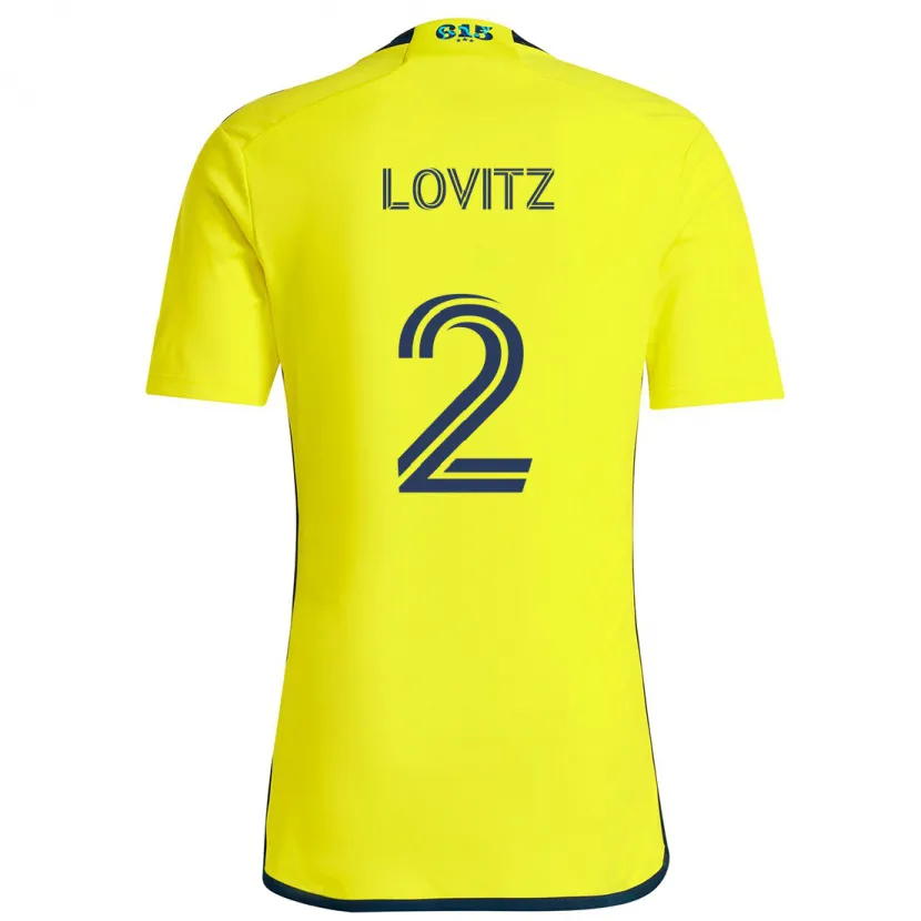 Danxen Enfant Maillot Daniel Lovitz #2 Jaune Bleu Tenues Domicile 2024/25 T-Shirt