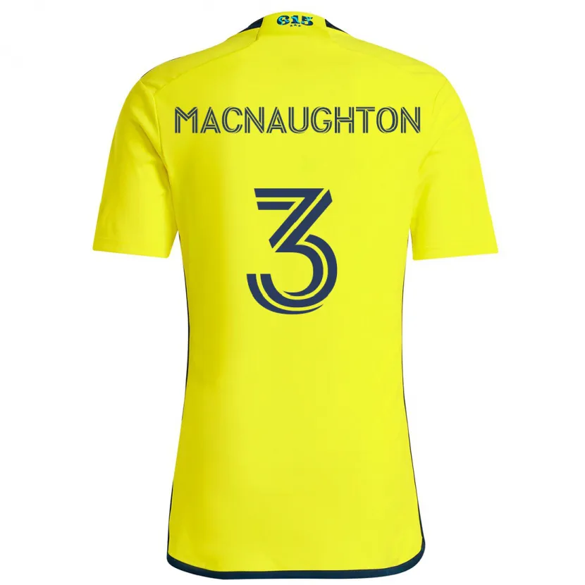 Danxen Enfant Maillot Lukas Macnaughton #3 Jaune Bleu Tenues Domicile 2024/25 T-Shirt