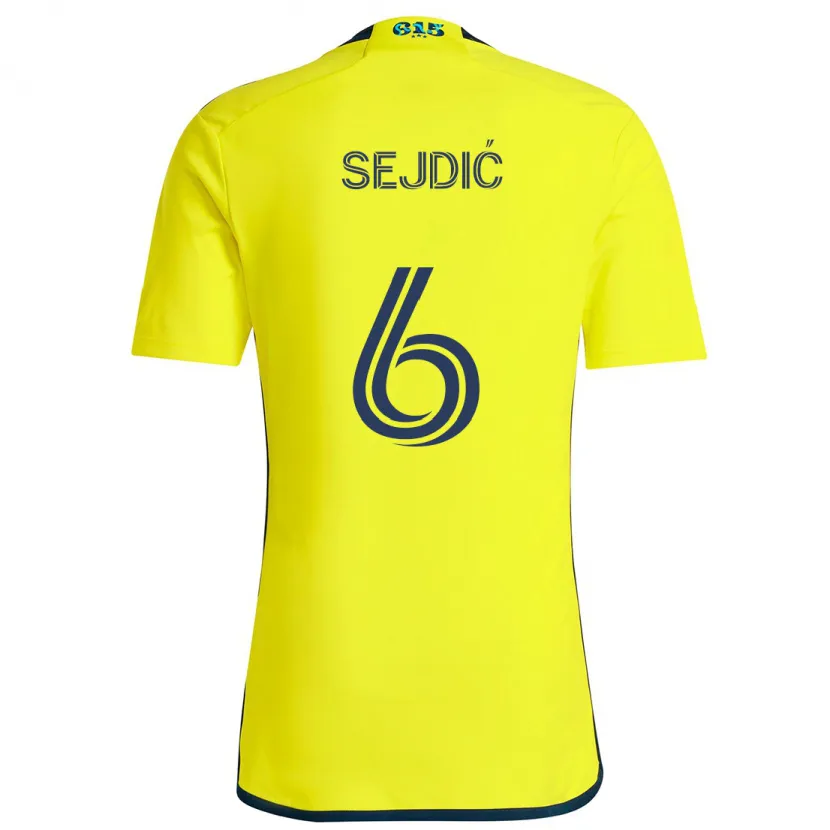 Danxen Enfant Maillot Amar Sejdić #6 Jaune Bleu Tenues Domicile 2024/25 T-Shirt