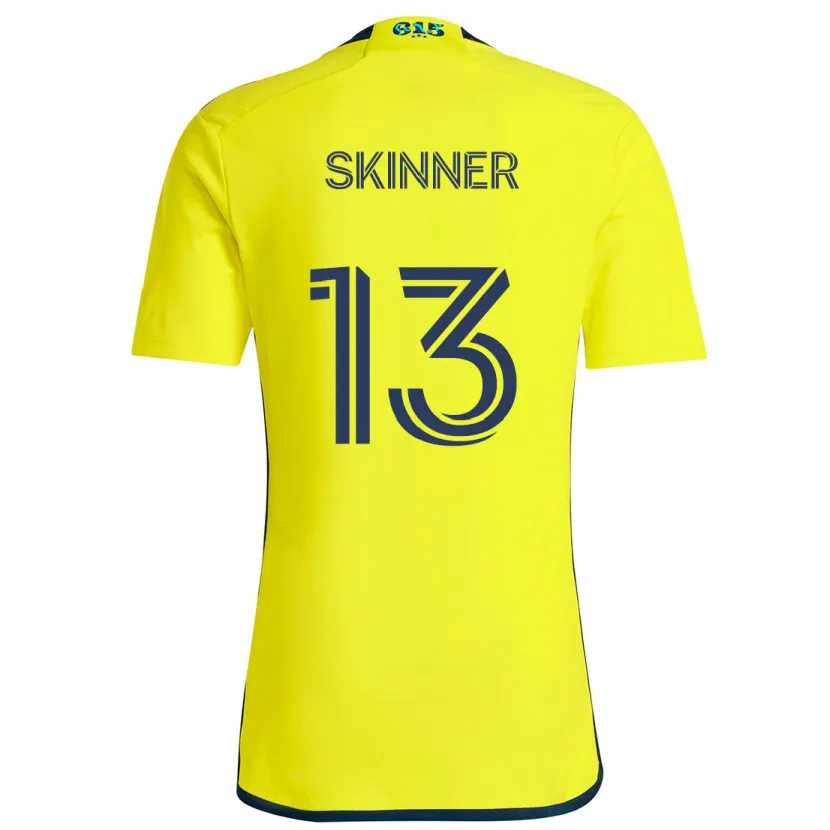 Danxen Enfant Maillot Joey Skinner #13 Jaune Bleu Tenues Domicile 2024/25 T-Shirt